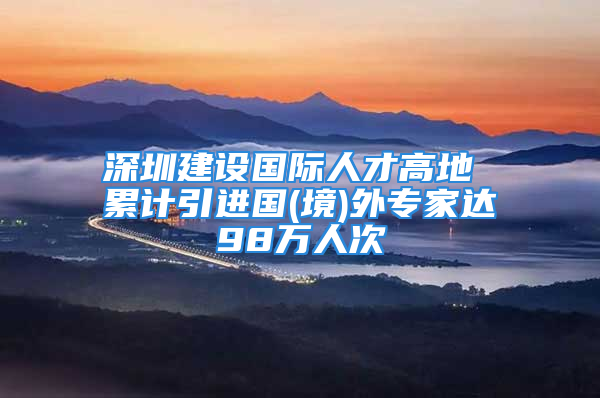 深圳建设国际人才高地 累计引进国(境)外专家达98万人次