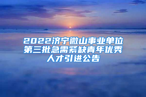 2022济宁微山事业单位第三批急需紧缺青年优秀人才引进公告