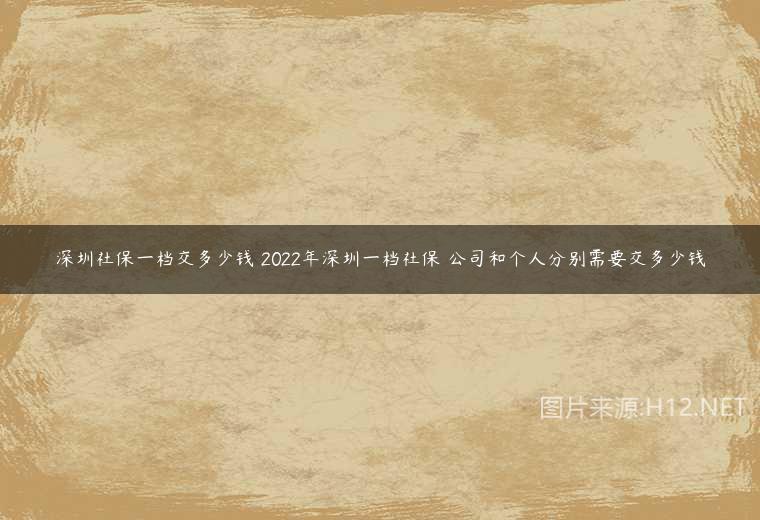 深圳社保一档交多少钱 2022年深圳一档社保 公司和个人分别需要交多少钱