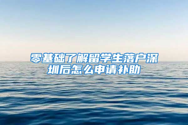 零基础了解留学生落户深圳后怎么申请补助