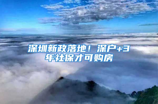 深圳新政落地！深户+3年社保才可购房