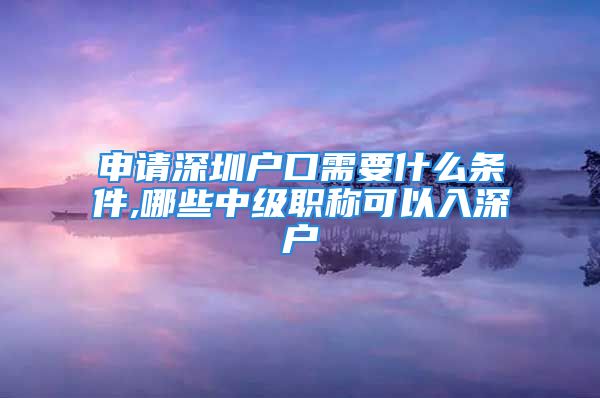 申请深圳户口需要什么条件,哪些中级职称可以入深户