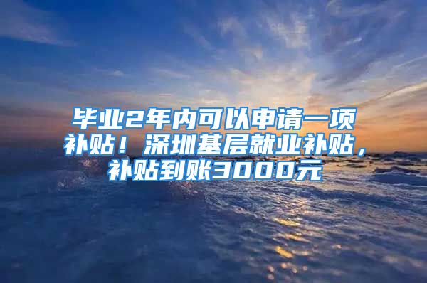 毕业2年内可以申请一项补贴！深圳基层就业补贴，补贴到账3000元