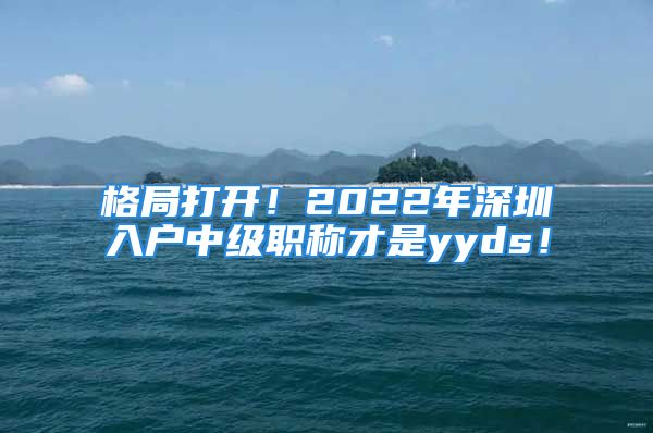 格局打开！2022年深圳入户中级职称才是yyds！