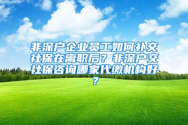 非深户企业员工如何补交社保在离职后？非深户交社保咨询哪家代缴机构好？