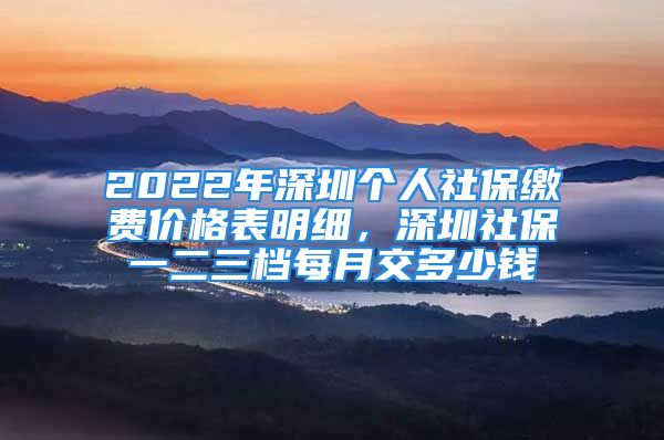 2022年深圳个人社保缴费价格表明细，深圳社保一二三档每月交多少钱