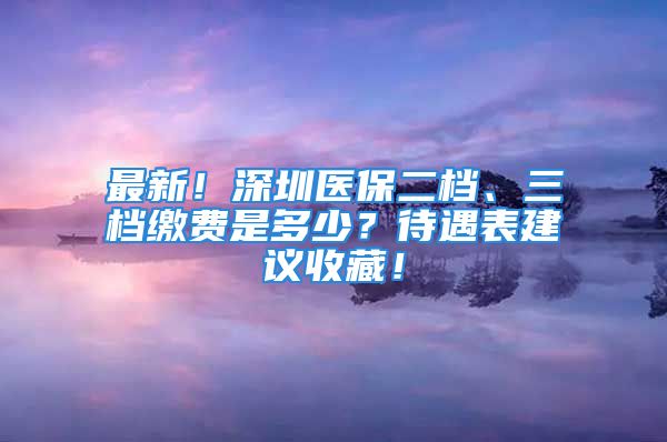 最新！深圳医保二档、三档缴费是多少？待遇表建议收藏！