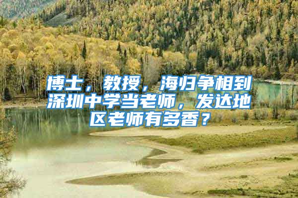 博士，教授，海归争相到深圳中学当老师，发达地区老师有多香？