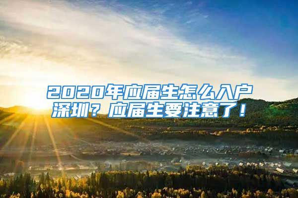 2020年应届生怎么入户深圳？应届生要注意了！