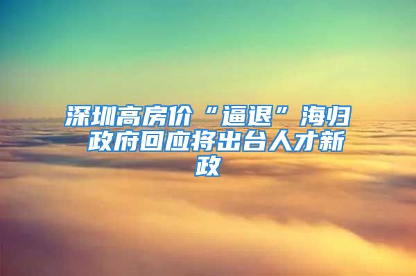 深圳高房价“逼退”海归 政府回应将出台人才新政