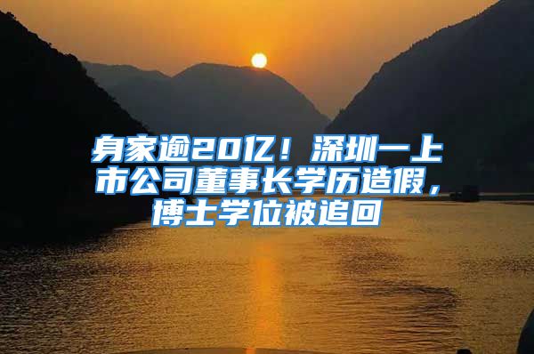 身家逾20亿！深圳一上市公司董事长学历造假，博士学位被追回