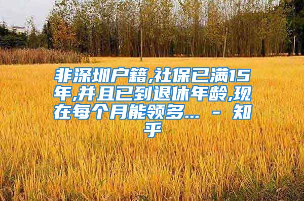 非深圳户籍,社保已满15年,并且已到退休年龄,现在每个月能领多... - 知乎