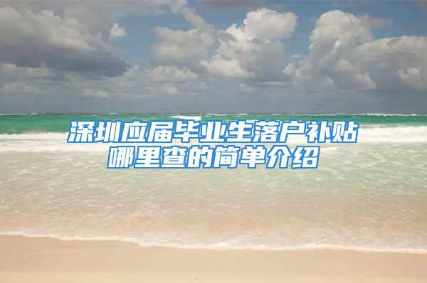 深圳应届毕业生落户补贴哪里查的简单介绍