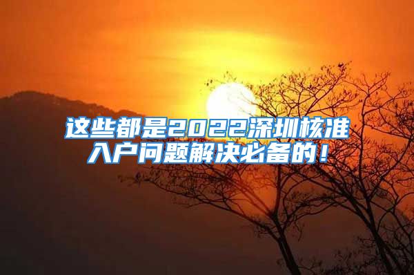 这些都是2022深圳核准入户问题解决必备的！