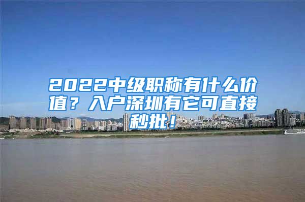 2022中级职称有什么价值？入户深圳有它可直接秒批！