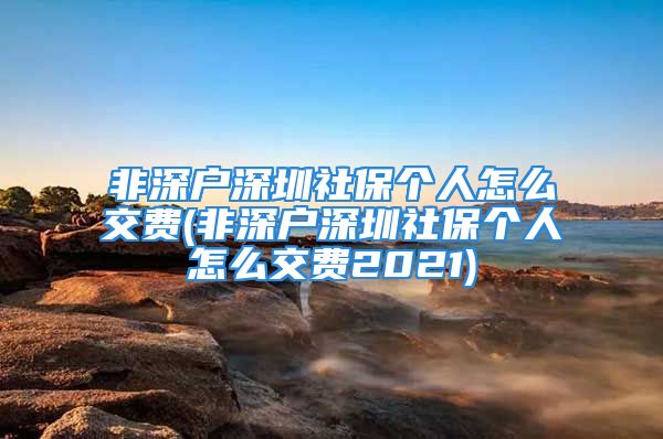 非深户深圳社保个人怎么交费(非深户深圳社保个人怎么交费2021)