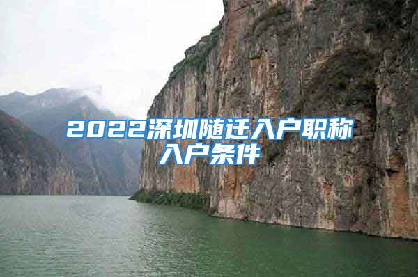 2022深圳随迁入户职称入户条件