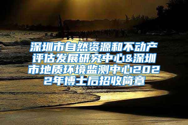 深圳市自然资源和不动产评估发展研究中心&深圳市地质环境监测中心2022年博士后招收简章