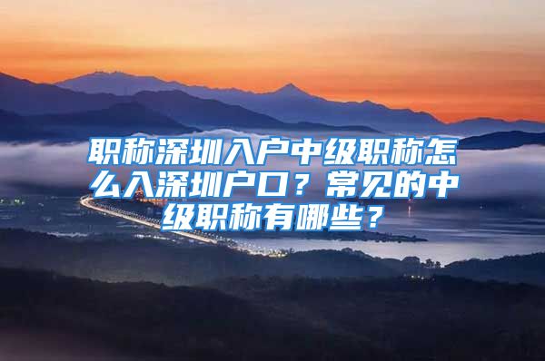 职称深圳入户中级职称怎么入深圳户口？常见的中级职称有哪些？