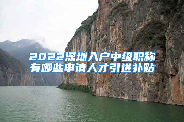 2022深圳入户中级职称有哪些申请人才引进补贴