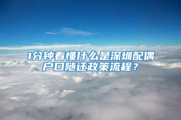 1分钟看懂什么是深圳配偶户口随迁政策流程？