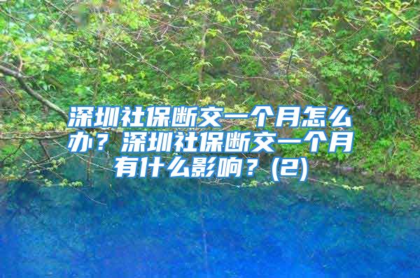 深圳社保断交一个月怎么办？深圳社保断交一个月有什么影响？(2)