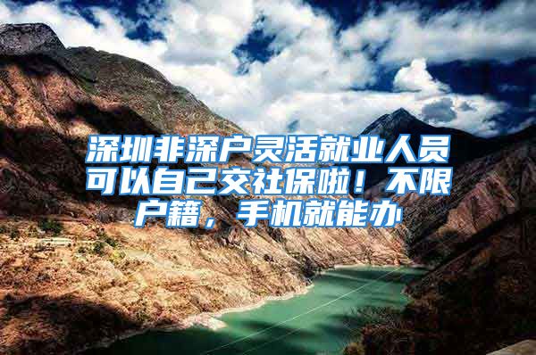 深圳非深户灵活就业人员可以自己交社保啦！不限户籍，手机就能办