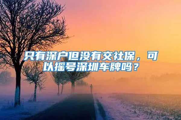 只有深户但没有交社保，可以摇号深圳车牌吗？