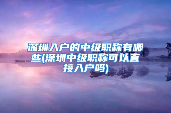 深圳入户的中级职称有哪些(深圳中级职称可以直接入户吗)