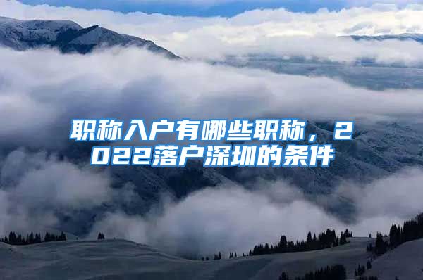 职称入户有哪些职称，2022落户深圳的条件