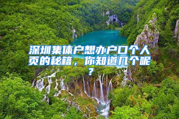 深圳集体户想办户口个人页的秘籍，你知道几个呢？