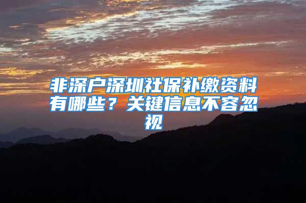 非深户深圳社保补缴资料有哪些？关键信息不容忽视