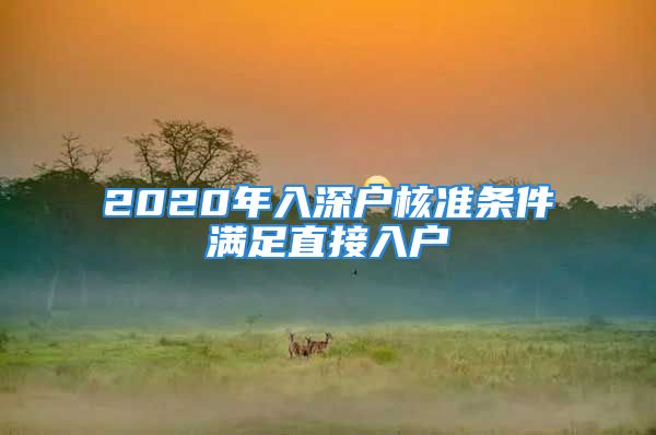 2020年入深户核准条件满足直接入户