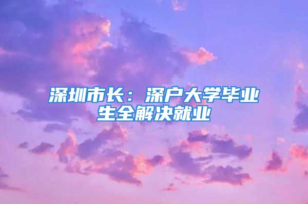 深圳市长：深户大学毕业生全解决就业