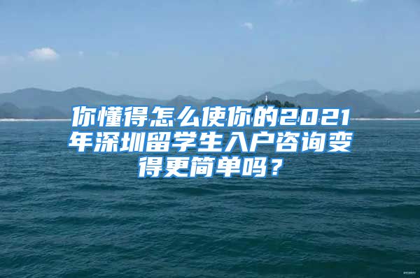 你懂得怎么使你的2021年深圳留学生入户咨询变得更简单吗？