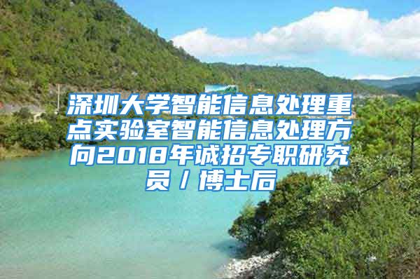 深圳大学智能信息处理重点实验室智能信息处理方向2018年诚招专职研究员／博士后