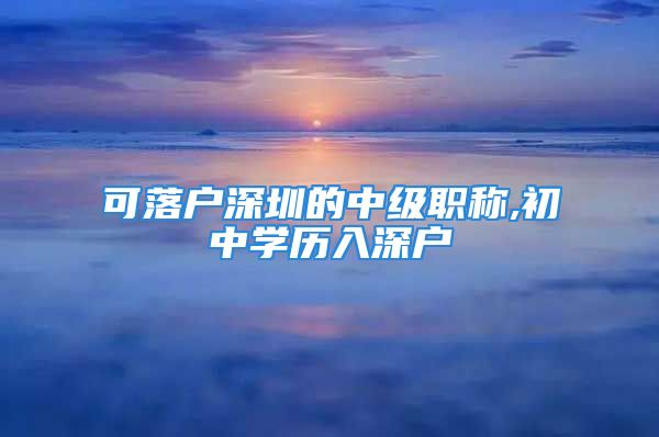 可落户深圳的中级职称,初中学历入深户