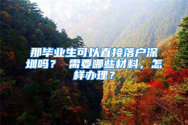 那毕业生可以直接落户深圳吗？ 需要哪些材料，怎样办理？