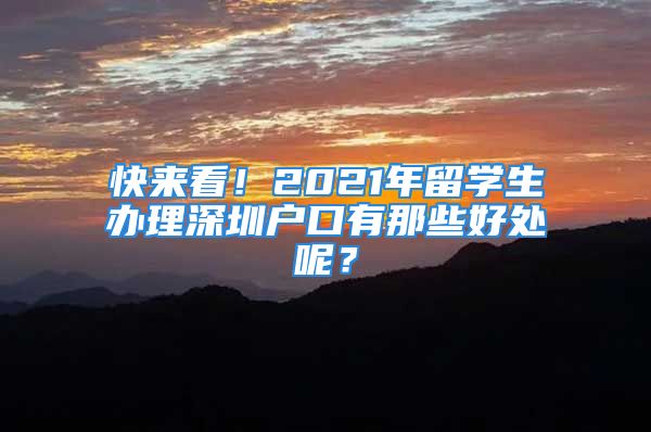 快来看！2021年留学生办理深圳户口有那些好处呢？