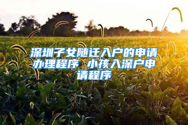 深圳子女随迁入户的申请办理程序 小孩入深户申请程序