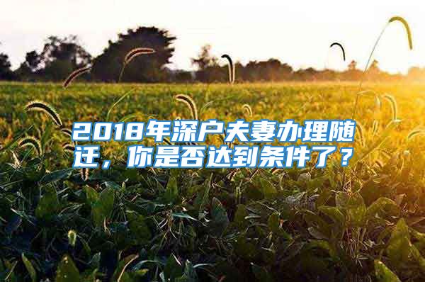 2018年深户夫妻办理随迁，你是否达到条件了？