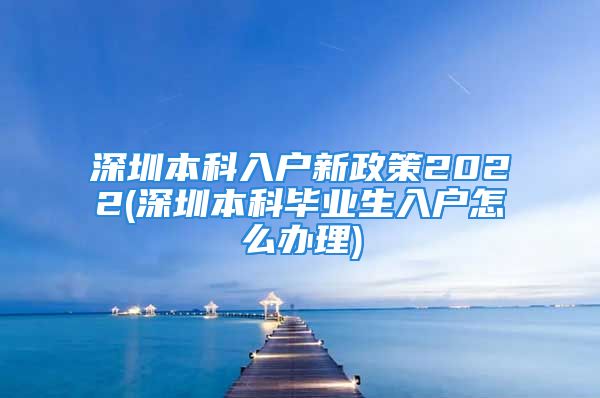 深圳本科入户新政策2022(深圳本科毕业生入户怎么办理)