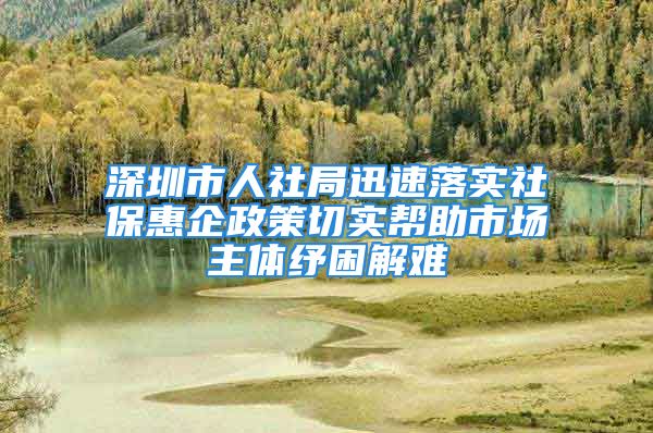 深圳市人社局迅速落实社保惠企政策切实帮助市场主体纾困解难