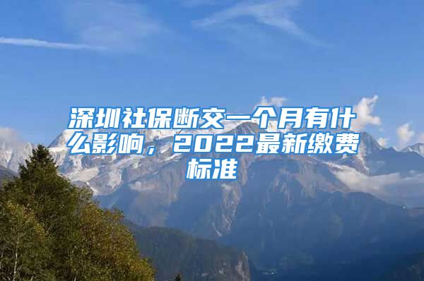 深圳社保断交一个月有什么影响，2022最新缴费标准