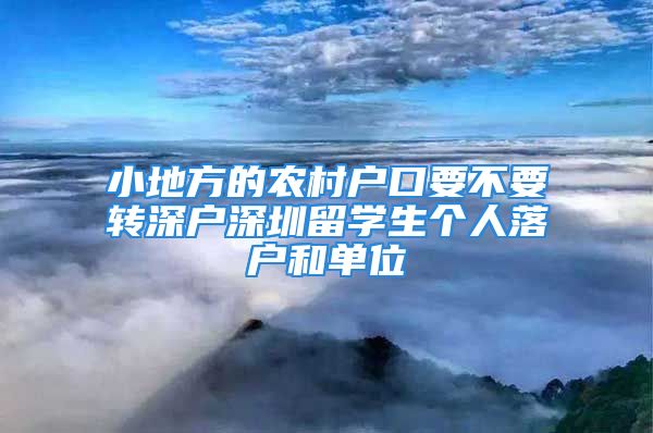 小地方的农村户口要不要转深户深圳留学生个人落户和单位