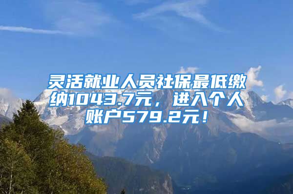 灵活就业人员社保最低缴纳1043.7元，进入个人账户579.2元！