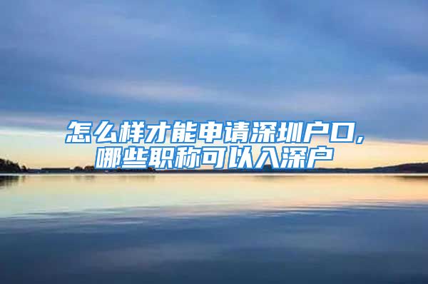 怎么样才能申请深圳户口,哪些职称可以入深户