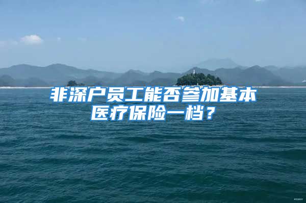 非深户员工能否参加基本医疗保险一档？