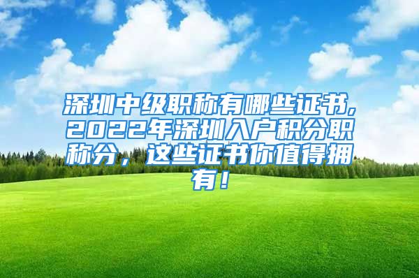 深圳中级职称有哪些证书,2022年深圳入户积分职称分，这些证书你值得拥有！