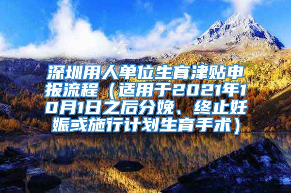 深圳用人单位生育津贴申报流程（适用于2021年10月1日之后分娩、终止妊娠或施行计划生育手术）